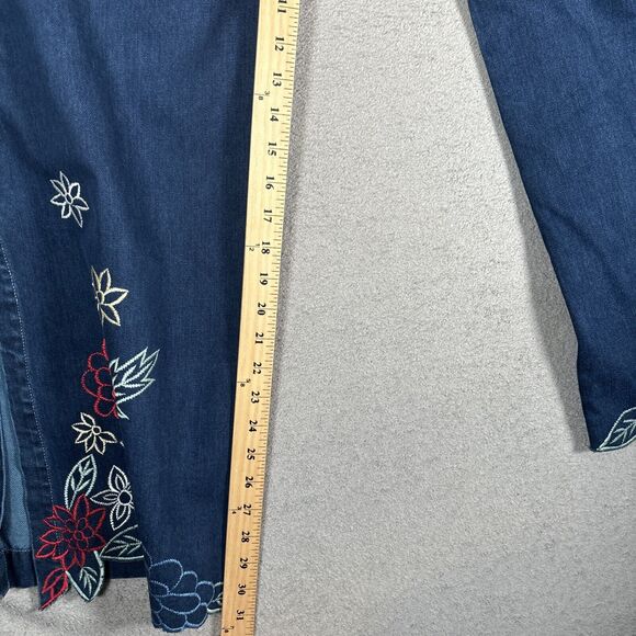 Cindy Ambuehl Women Plus Size 3X Blue Jeans Wide Leg Flare Slit Ankle Floral Y2K - Picture 7 of 12